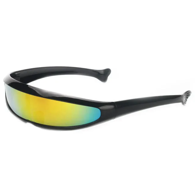 Futuristic Narrow Cyclops Sunglasses UV400 Personality Mirrored Lens Costume Eyewear Glasses Funny Party Mask Decoration
