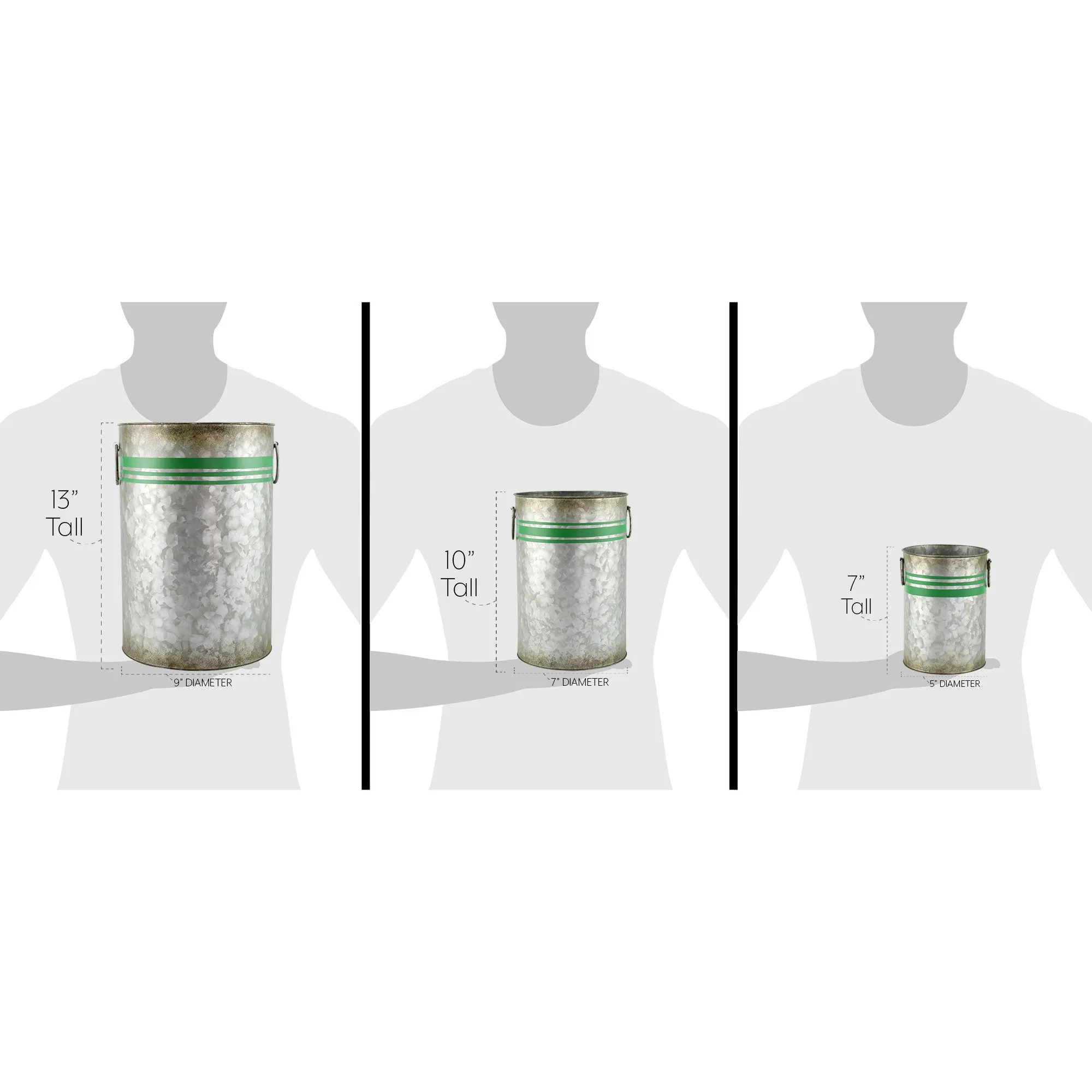 Galvanized Greenery Buckets (Case of 4 Sets)
