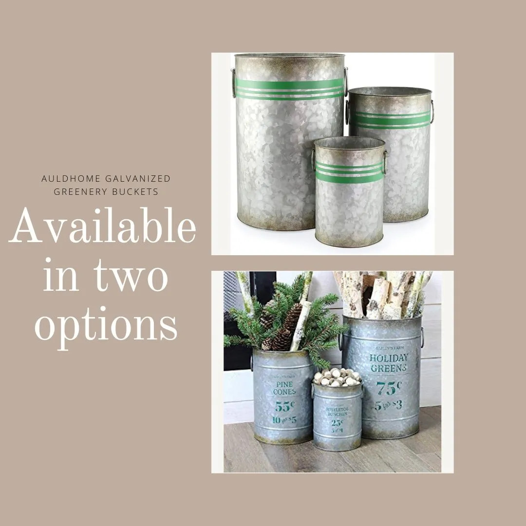 Galvanized Greenery Buckets (Case of 4 Sets)