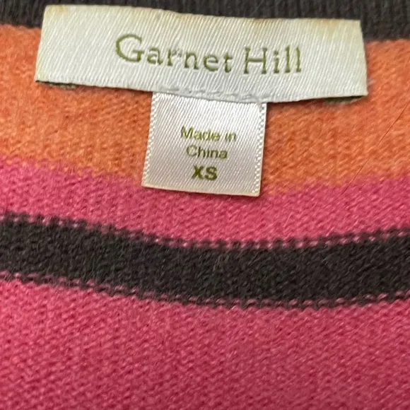 Garnet Hill 100% Cashmere size XS women’s sweater/top/long sleeve/stripes
