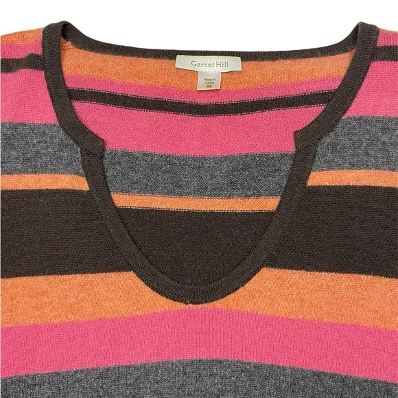 Garnet Hill 100% Cashmere size XS women’s sweater/top/long sleeve/stripes