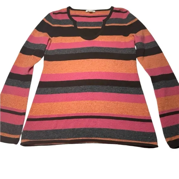 Garnet Hill 100% Cashmere size XS women’s sweater/top/long sleeve/stripes