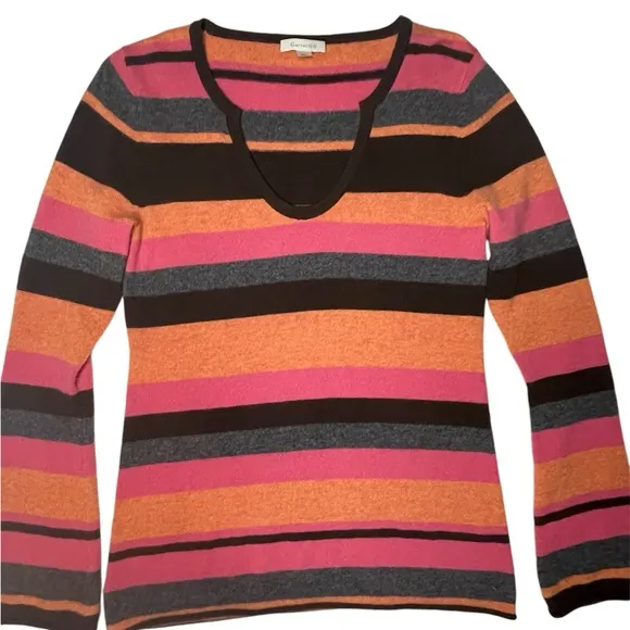 Garnet Hill 100% Cashmere size XS women’s sweater/top/long sleeve/stripes