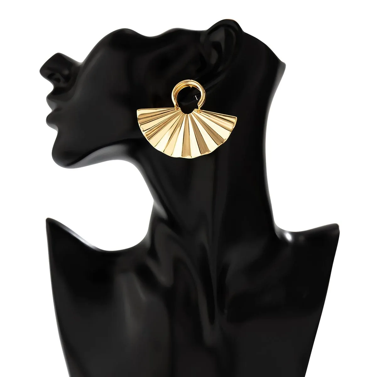 Geometric Gold Silver Tone Fan Earrings
