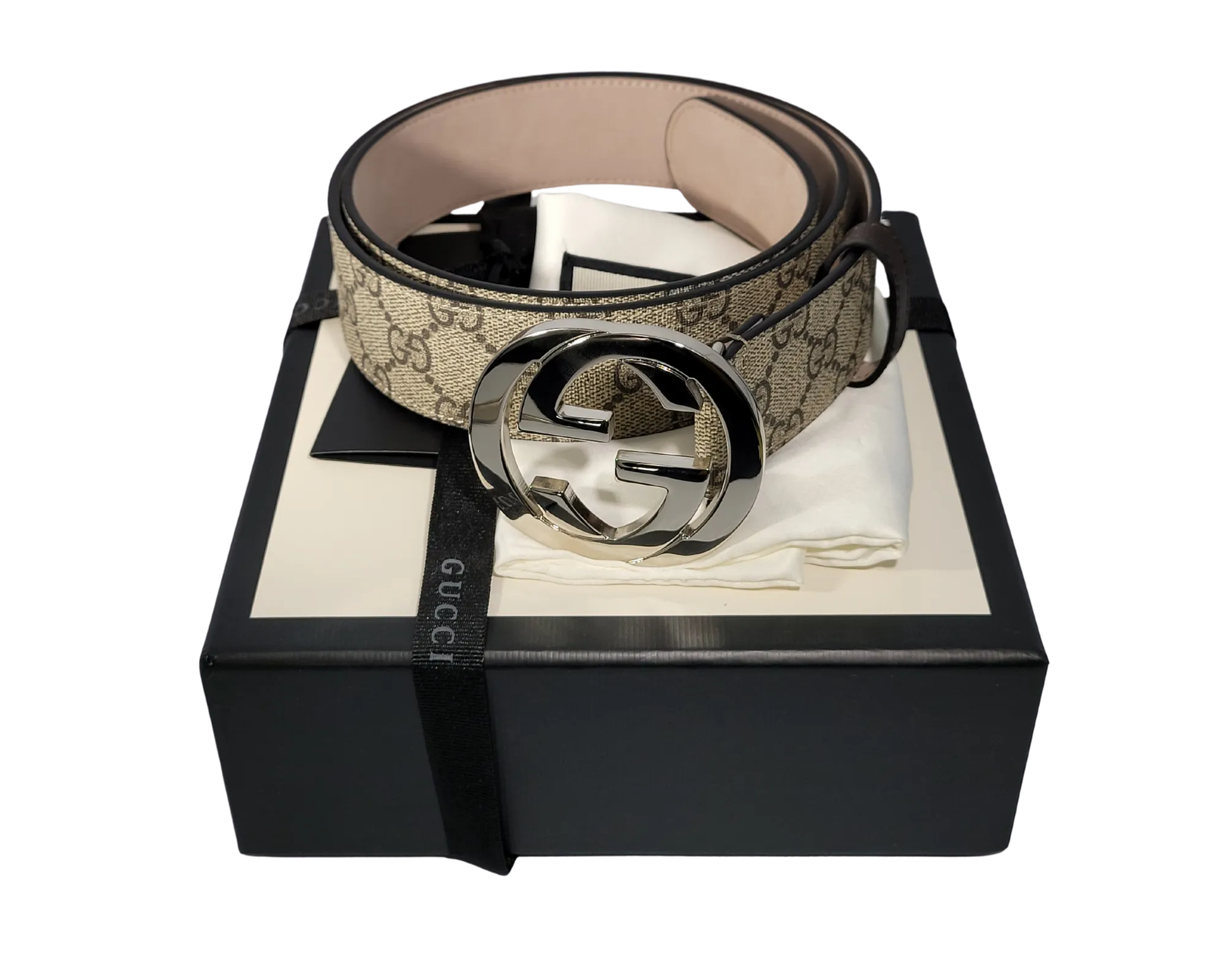 GG SUPREME BELT W/ GG SILVER BUCKLE