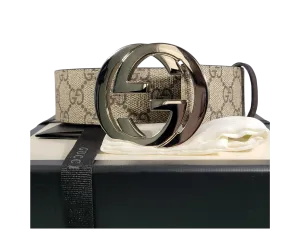 GG SUPREME BELT W/ GG SILVER BUCKLE