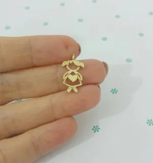 Girl Pendant Yellow Gold Charm