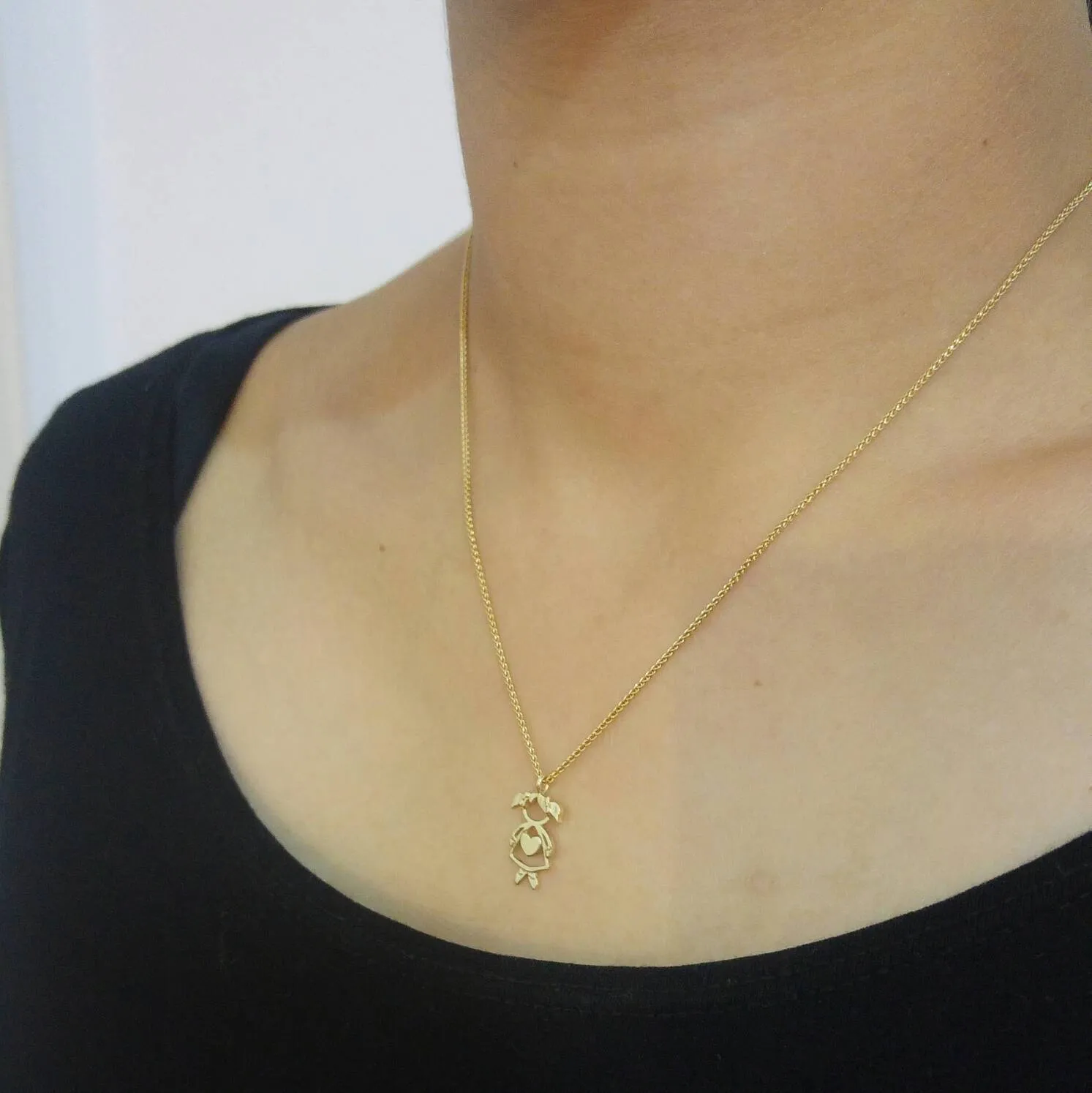 Girl Pendant Yellow Gold Charm