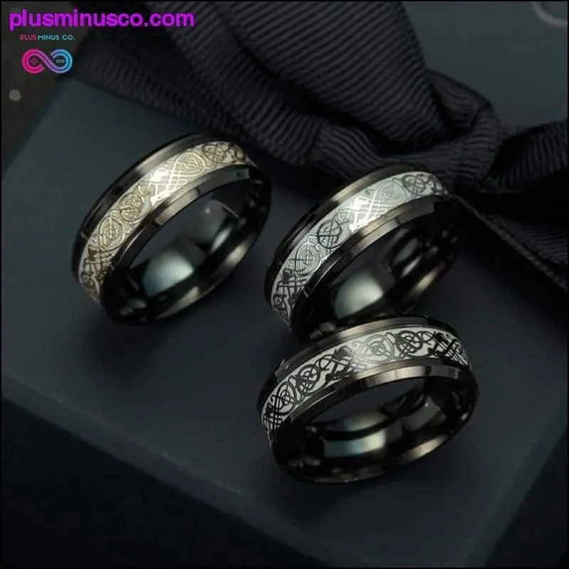 Glow in the Dark Black Fluorescent Dargon Titanium Ring