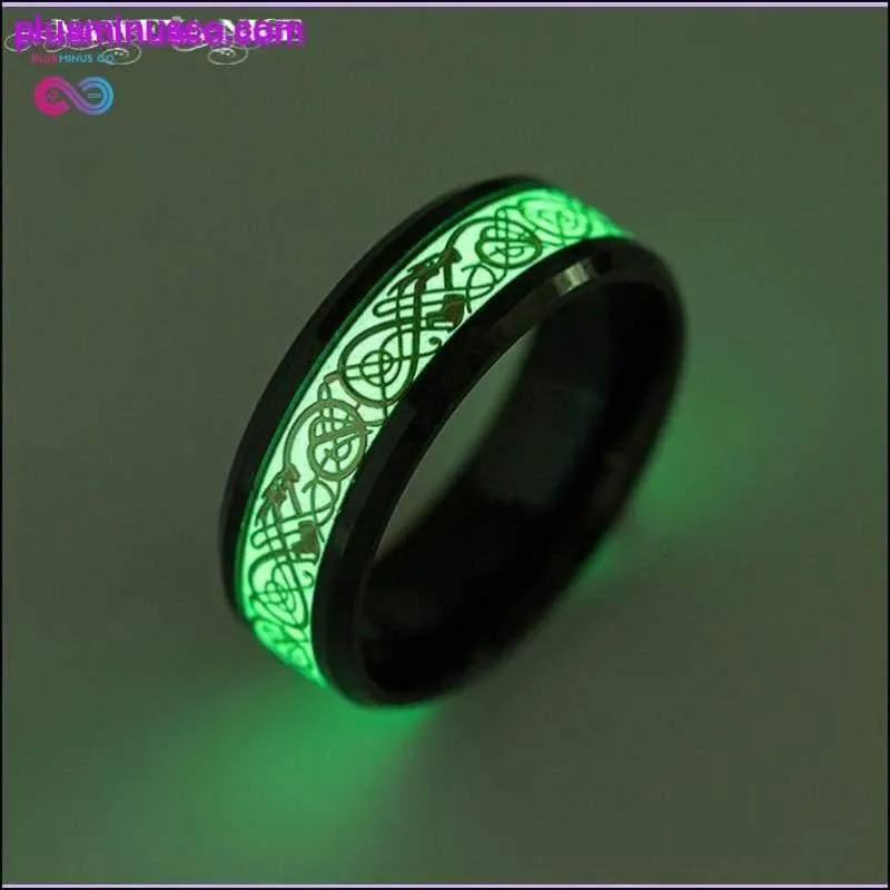 Glow in the Dark Black Fluorescent Dargon Titanium Ring