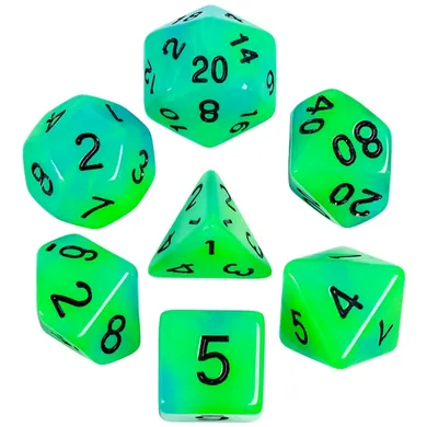 Glow in the Dark - Blue and Green RPG Dice Set