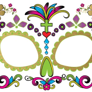 Glow-in-the-dark: Día de los Muertos face tattoo (Gold)