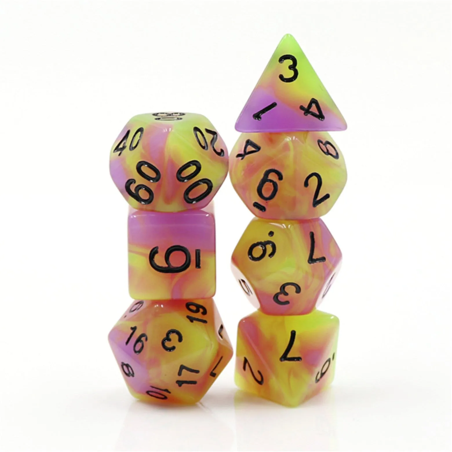 Glow in the Dark Tulip RPG Dice Set