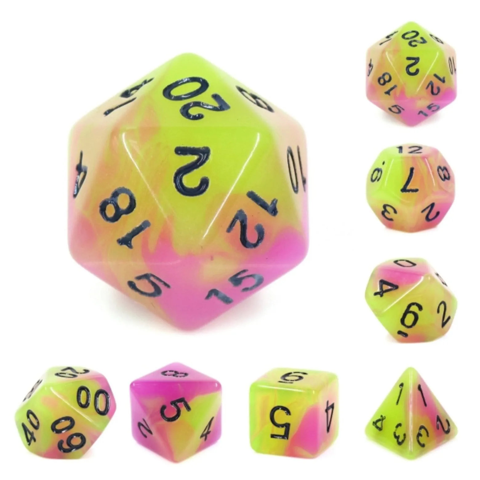 Glow in the Dark Tulip RPG Dice Set