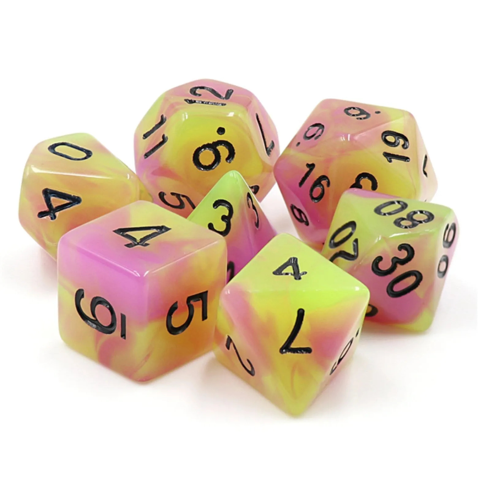 Glow in the Dark Tulip RPG Dice Set