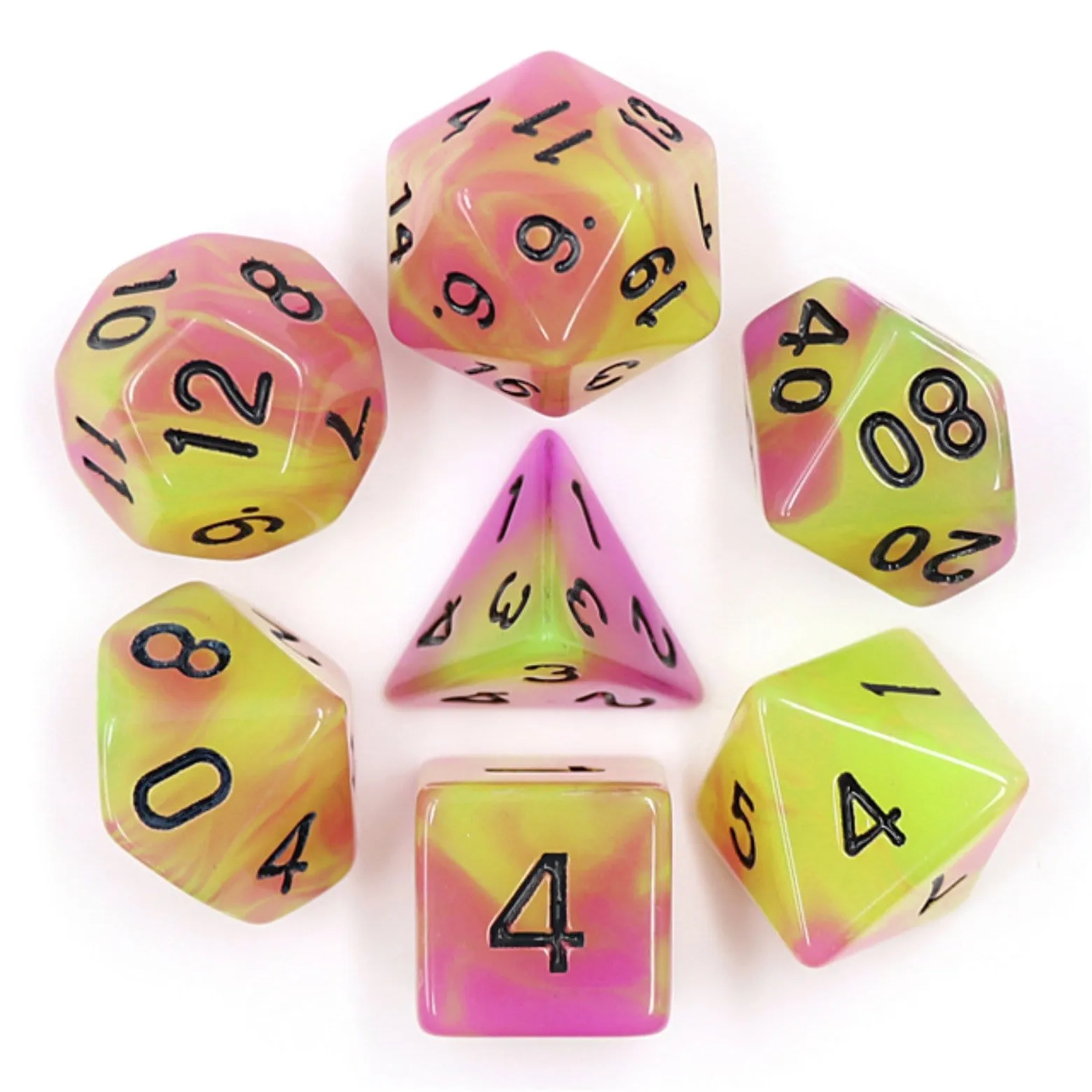 Glow in the Dark Tulip RPG Dice Set