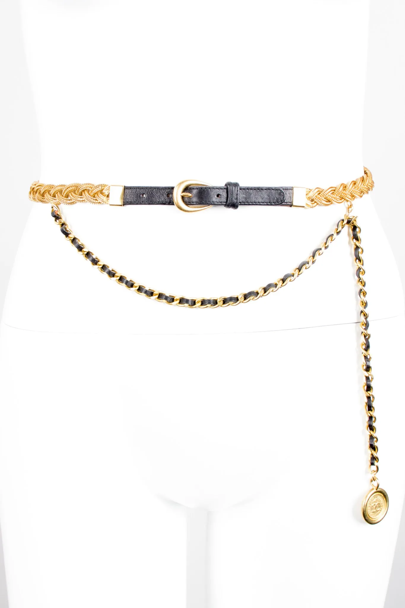Gold Braided Chain Charm Belt