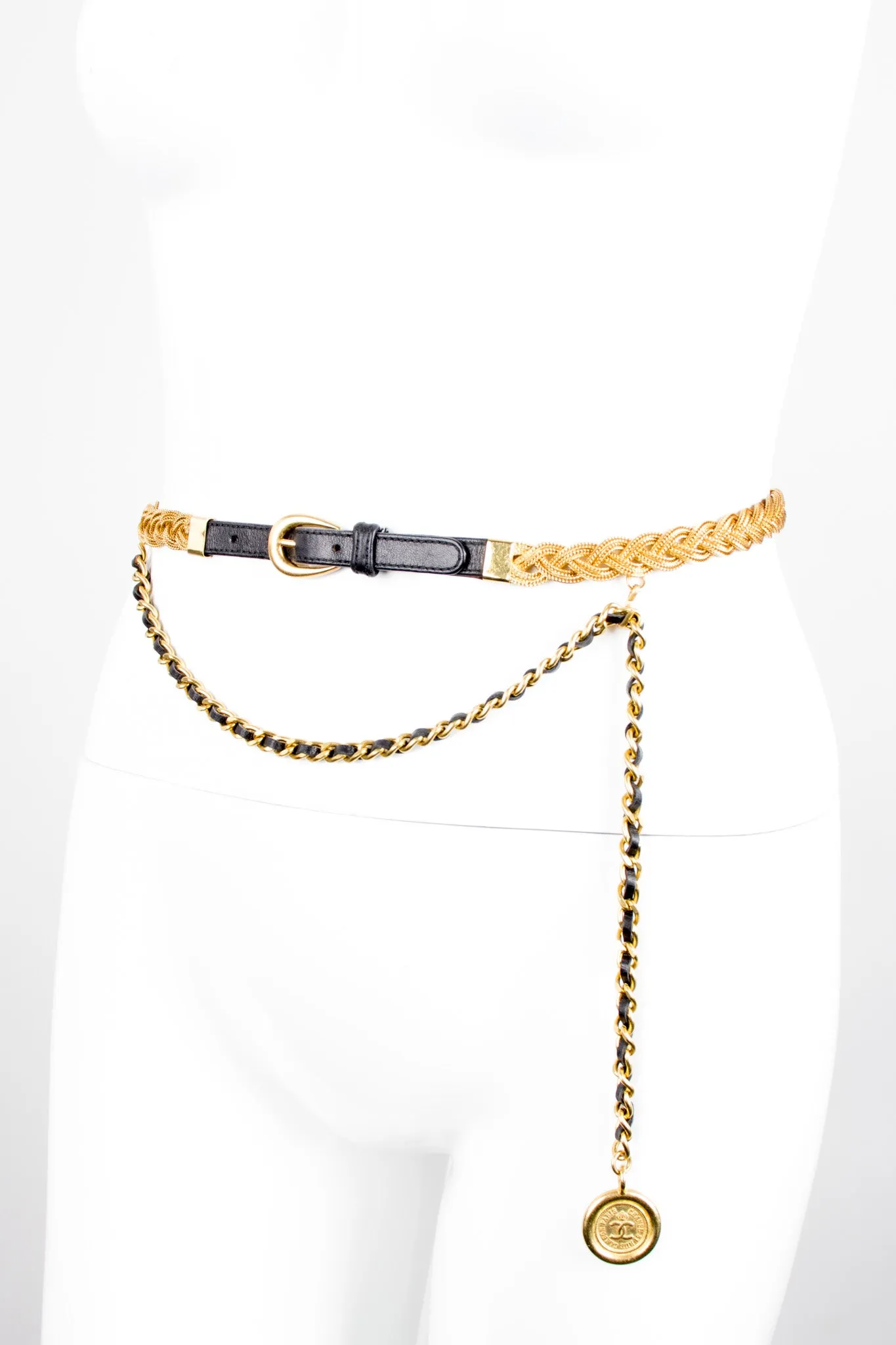 Gold Braided Chain Charm Belt