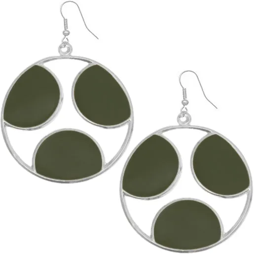Green Oval Cutout Polka Dot Dangle Earrings