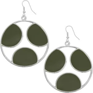Green Oval Cutout Polka Dot Dangle Earrings