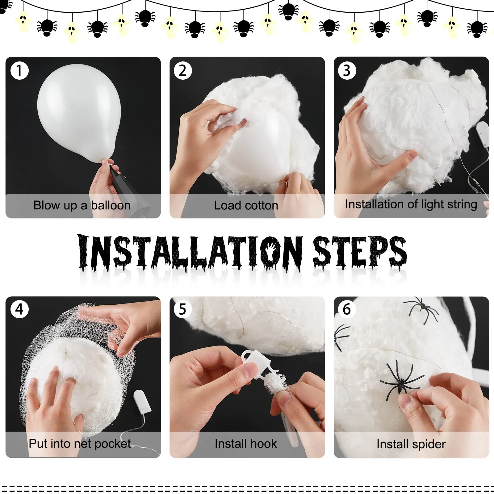 Halloween Decoration Hanging Light up Spider Egg Sacs Outdoor Decoration Glowing Spider Web Egg Indoor Lighted Gift for Party