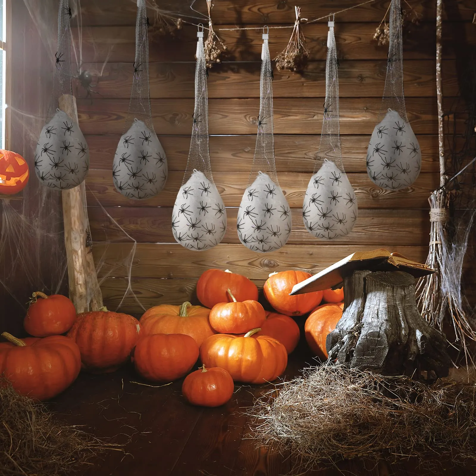 Halloween Decoration Hanging Light up Spider Egg Sacs Outdoor Decoration Glowing Spider Web Egg Indoor Lighted Gift for Party