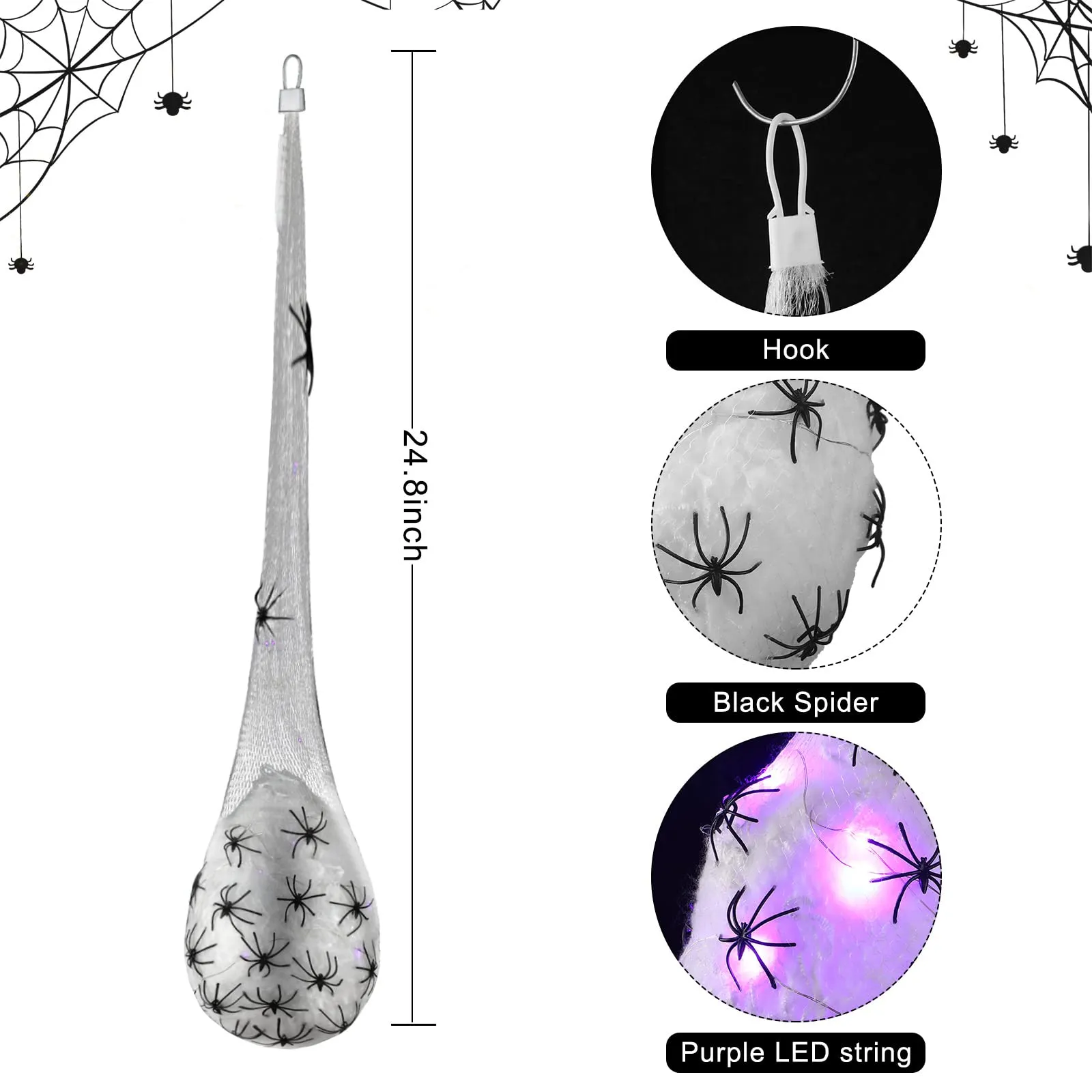 Halloween Decoration Hanging Light up Spider Egg Sacs Outdoor Decoration Glowing Spider Web Egg Indoor Lighted Gift for Party