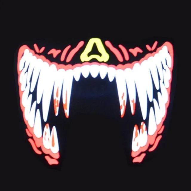 Halloween LED Masks Clothing Big Terror Masks Cold Light Helmet Fire Festival Party Glowing Dance Steady On Driver