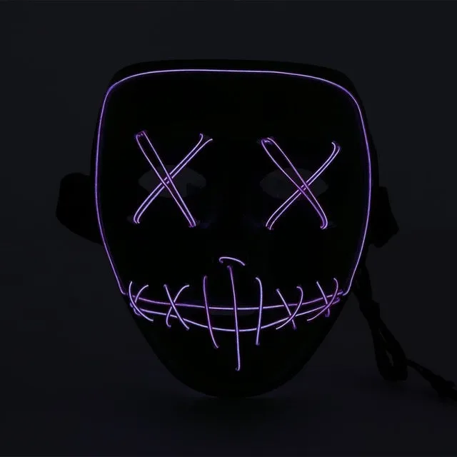 Halloween Mask LED Light Up Funny Masks The Purge Election Year Great Festival Cosplay Costume Supplies Party Masks Glow In Dark