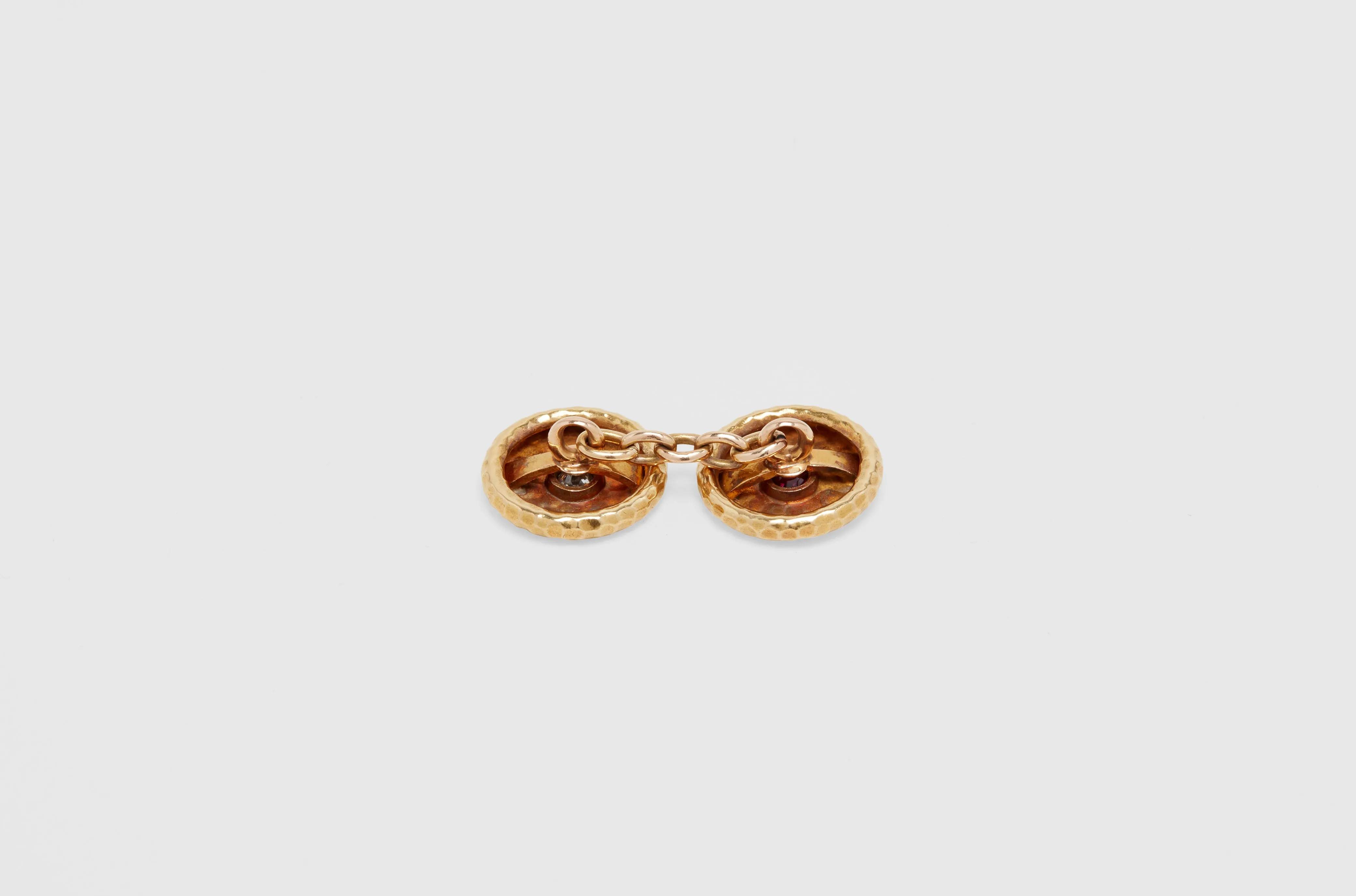 Hammered Gold Multi Stone Cufflinks