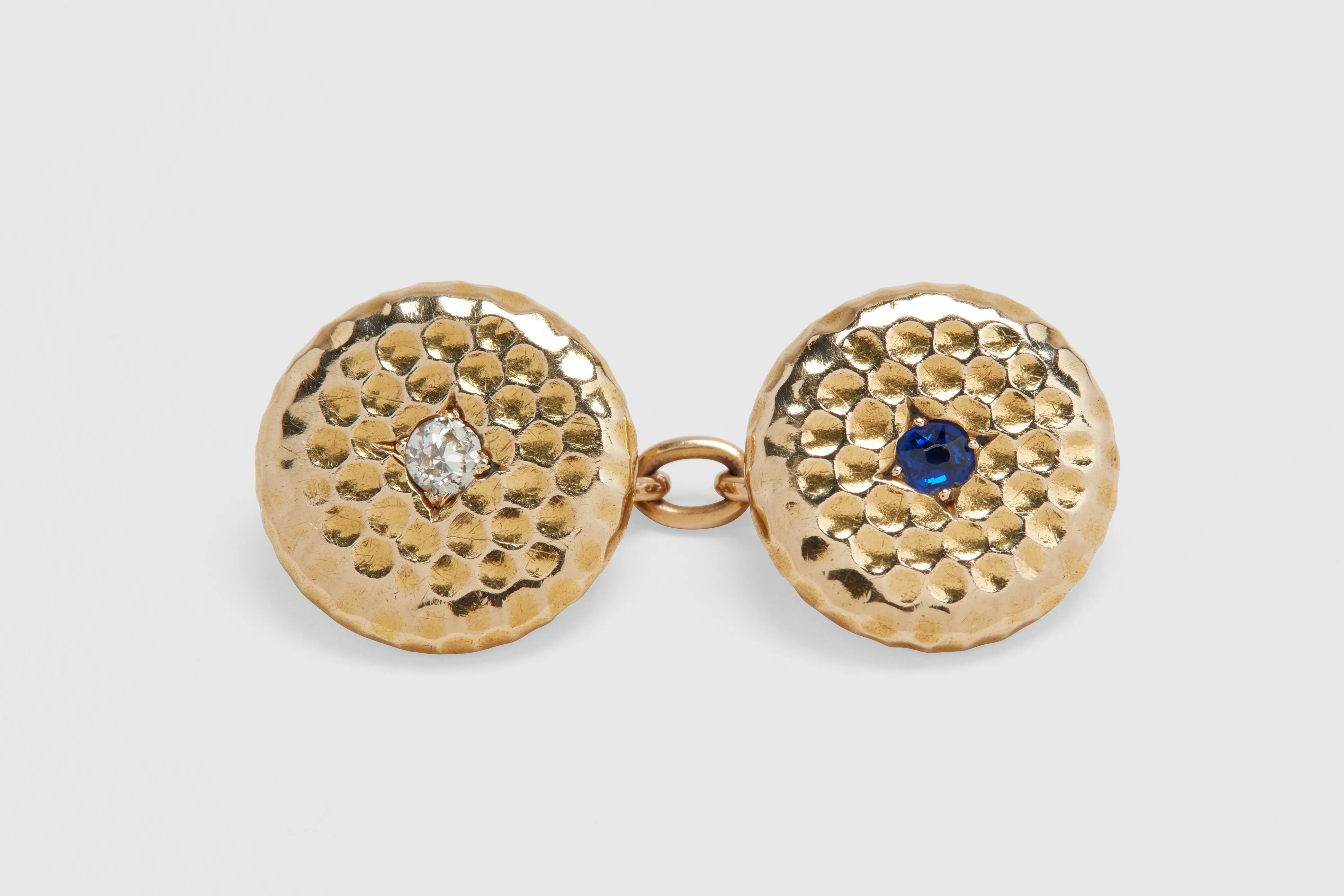 Hammered Gold Multi Stone Cufflinks