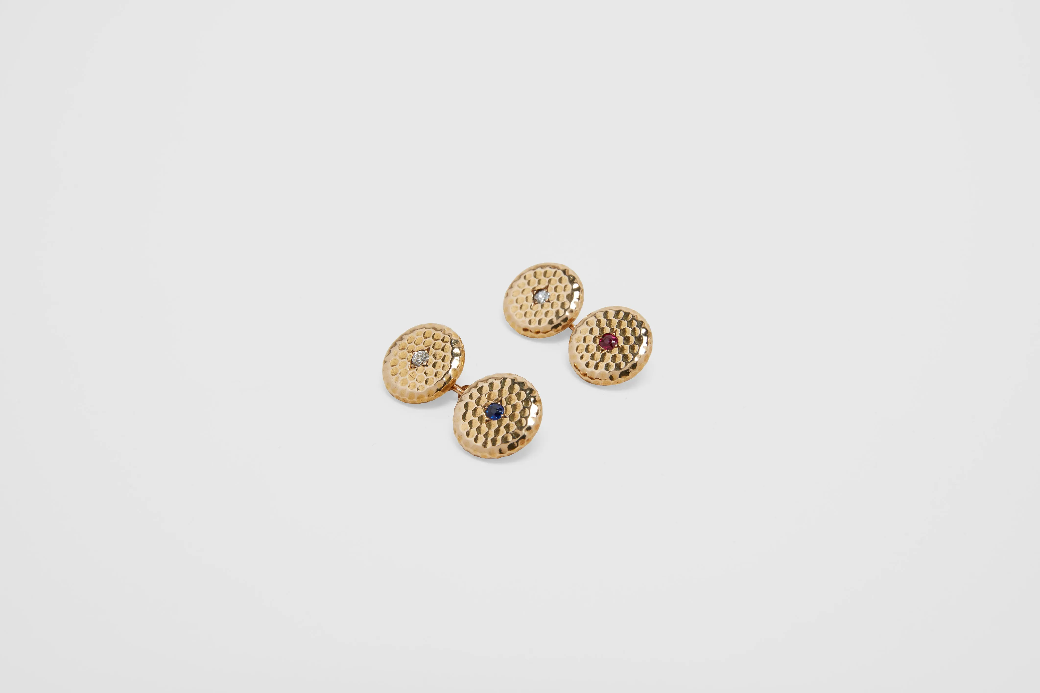 Hammered Gold Multi Stone Cufflinks