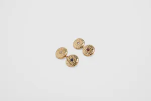 Hammered Gold Multi Stone Cufflinks