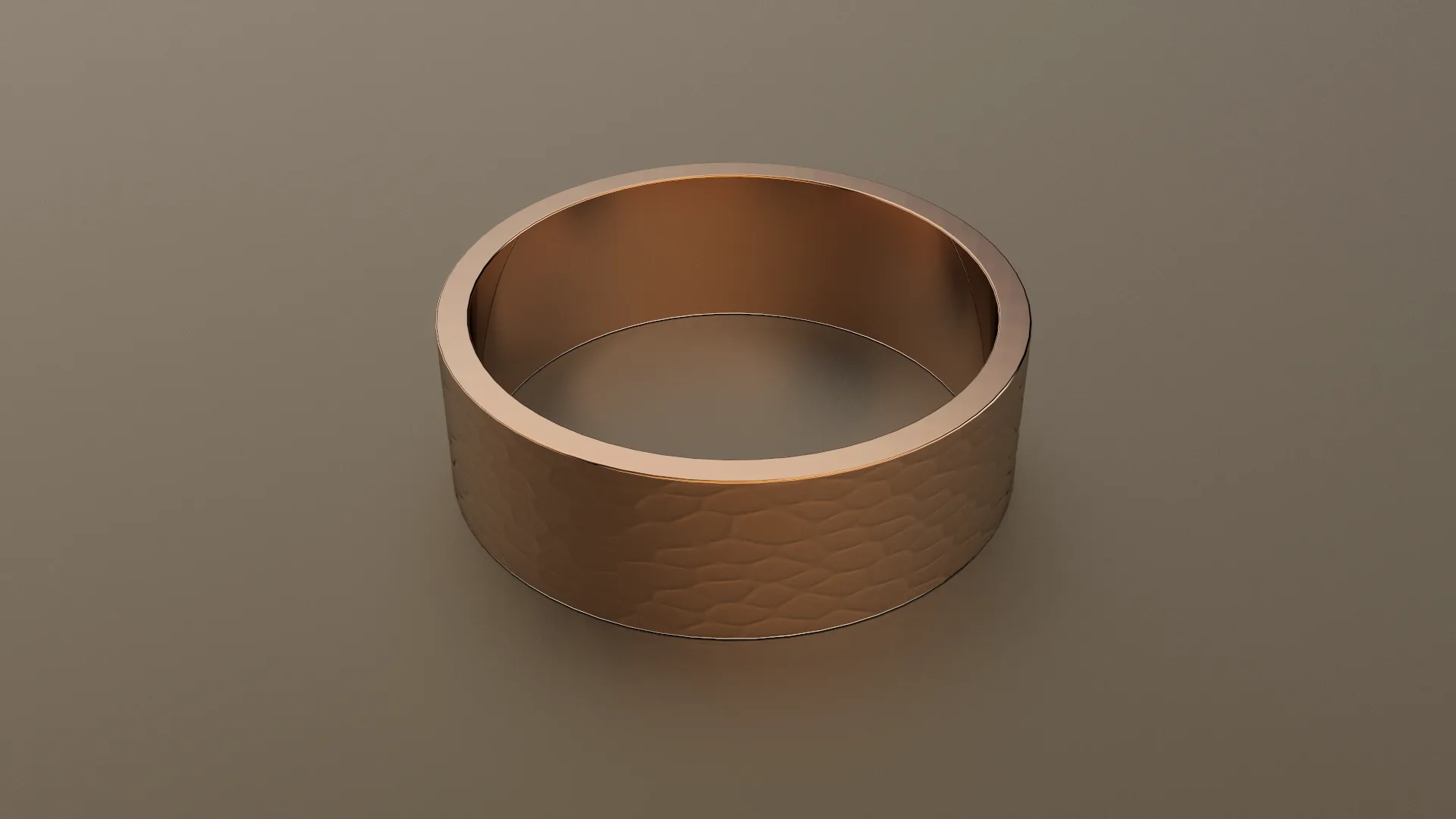Hammered Rose Gold 7mm Flat Wedding Band