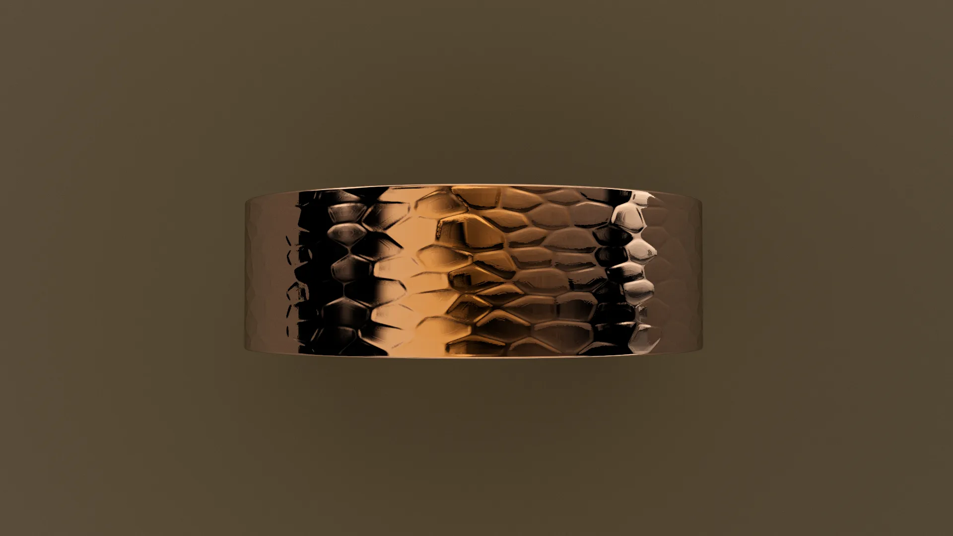Hammered Rose Gold 7mm Flat Wedding Band
