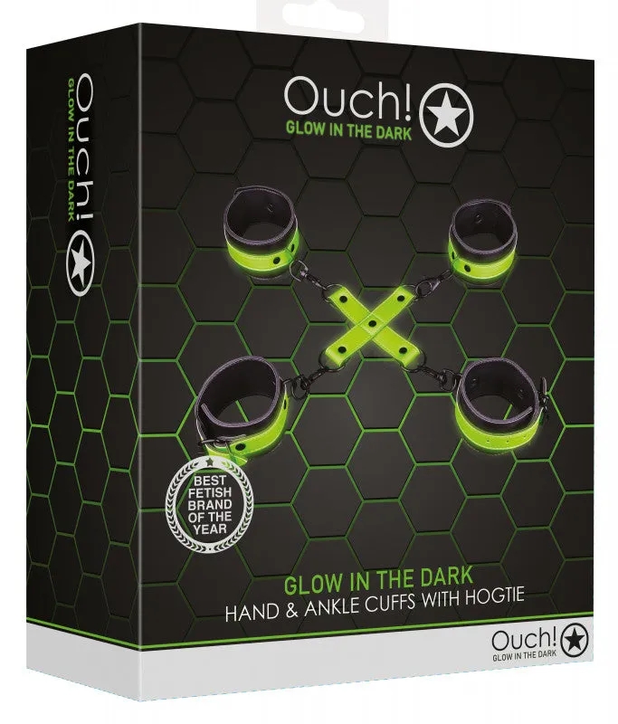 Hand and Ankle Cuffs With Hogtie - Glow in the  Dark