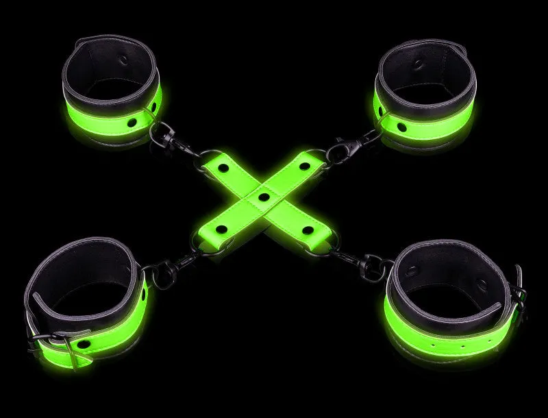 Hand and Ankle Cuffs With Hogtie - Glow in the  Dark
