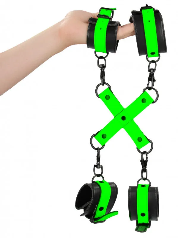 Hand and Ankle Cuffs With Hogtie - Glow in the  Dark