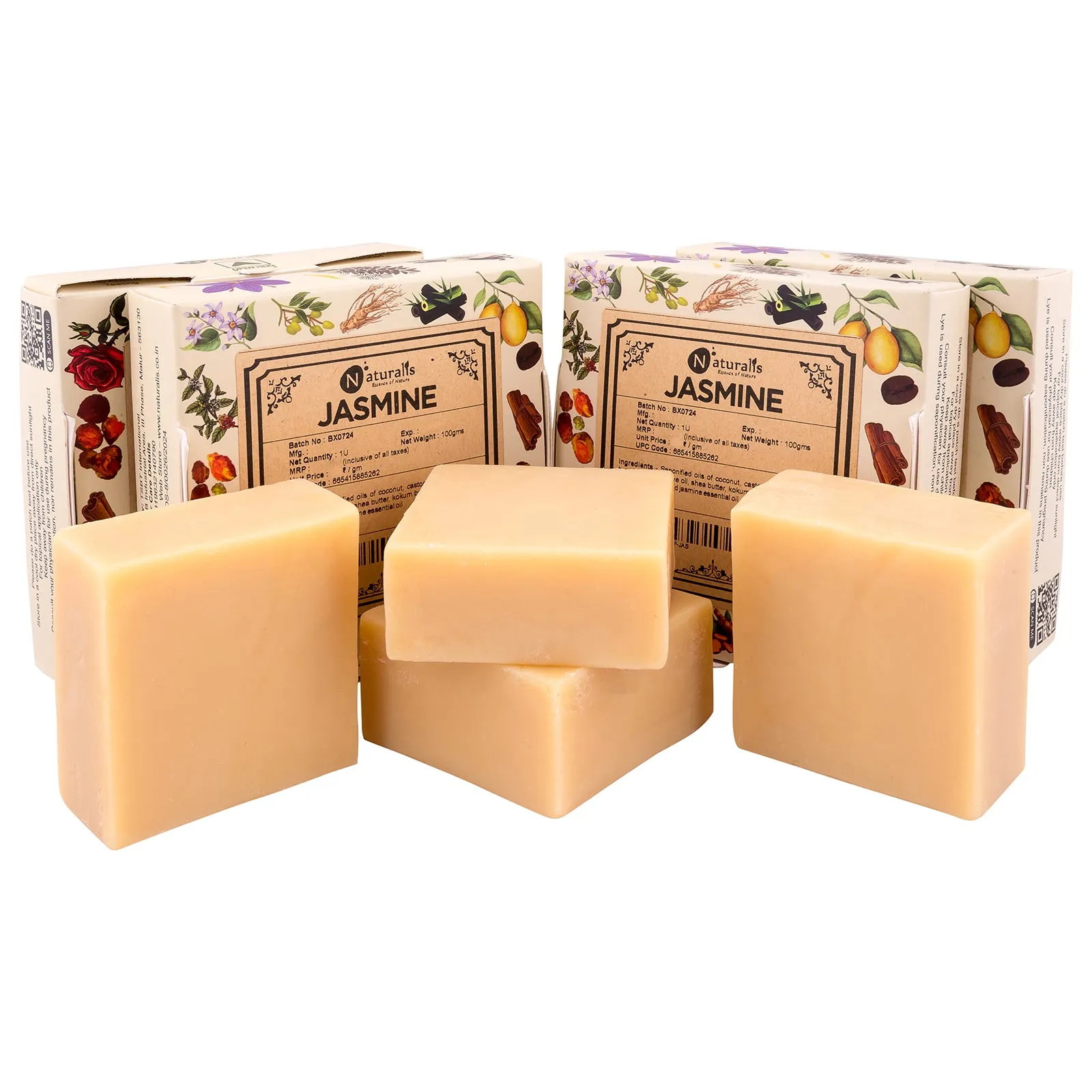 Hand-Milled Luxury Jasmine Solid Soap Bar, Made using century-old Cold Process Method - 100gms