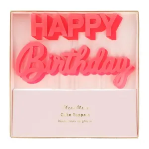 Happy Birthday Pink Acrylic Toppers