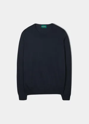 Harlington Luxury Cotton Jumper In Dark Navy