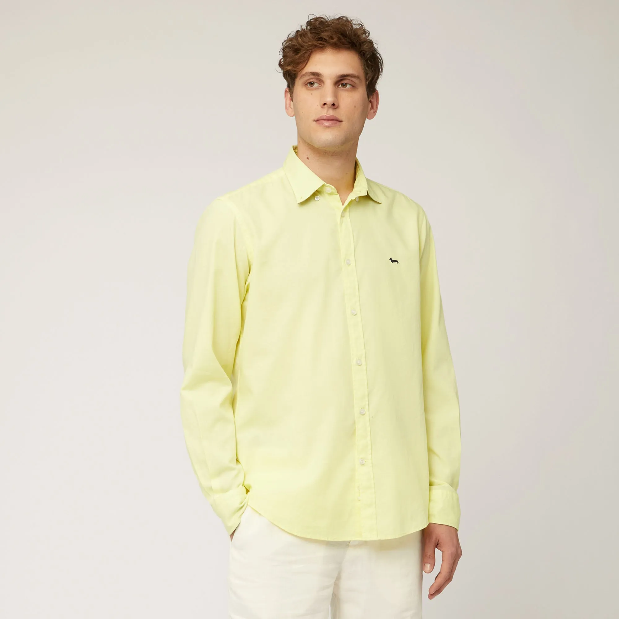 Harmont & Blaine Solid Shirt with Contrast Cuff - Yellow