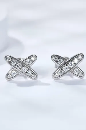 Hazel Blues® |  925 Sterling Silver X-Shape Moissanite Earrings