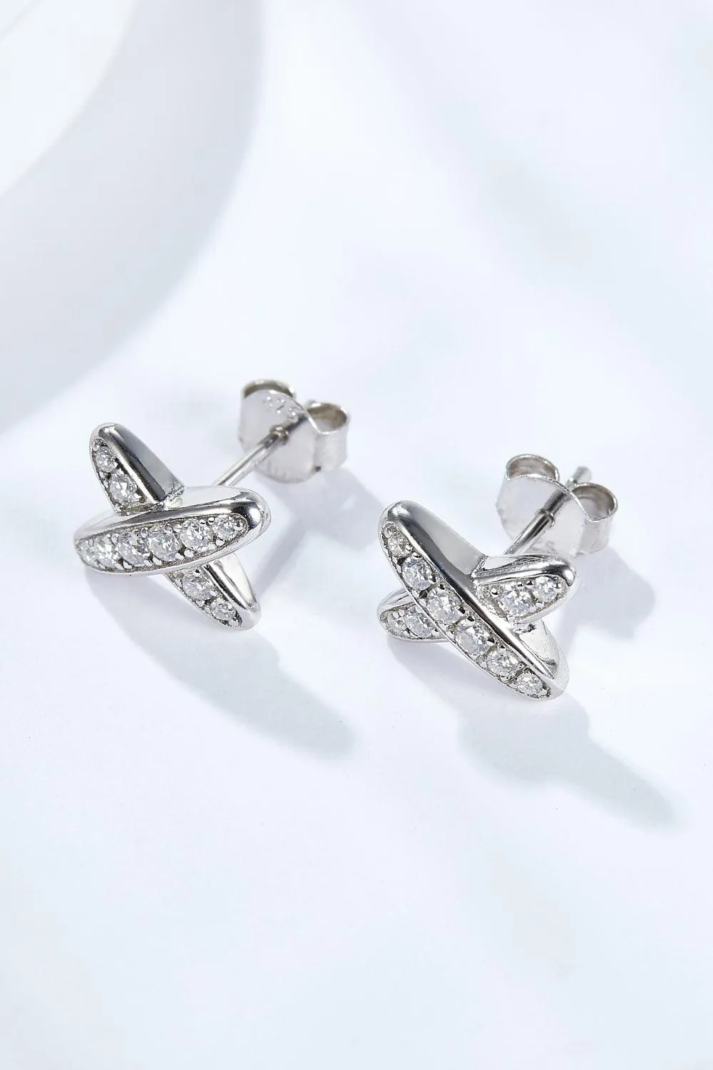Hazel Blues® |  925 Sterling Silver X-Shape Moissanite Earrings