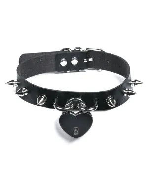 Heart Spiked Padlock Collar