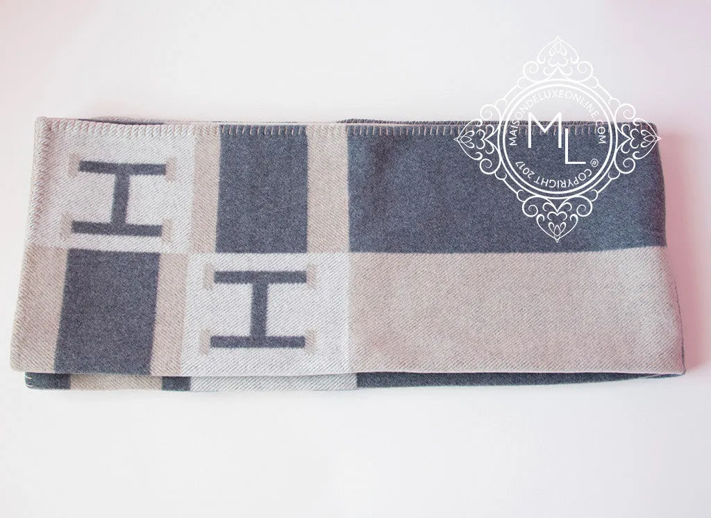 Hermes Large Galet Wool Cashmere H Avalon Bayadere Blanket