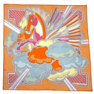 HERMES Pegase Pop Silk Square Scarf - Orange NEW w/Out Tags