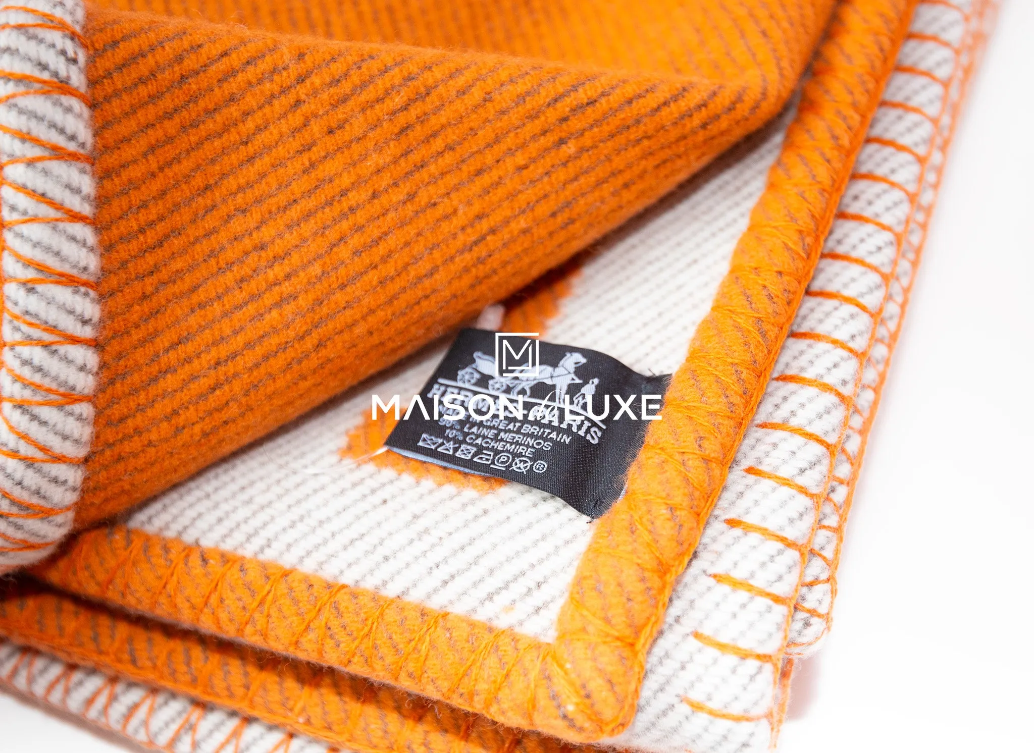Hermes Potiron Orange Cashmere Avalon Blanket