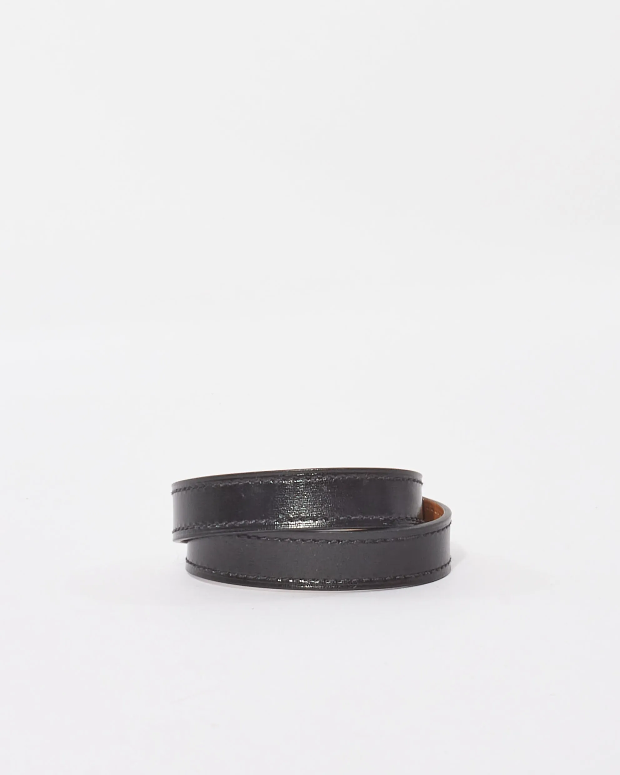Hermès Black Box Leather PHW Kelly Double Tour Bracelet - T3