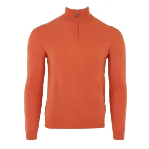 Honeycomb Cashmere Quarter Zip in Rame
